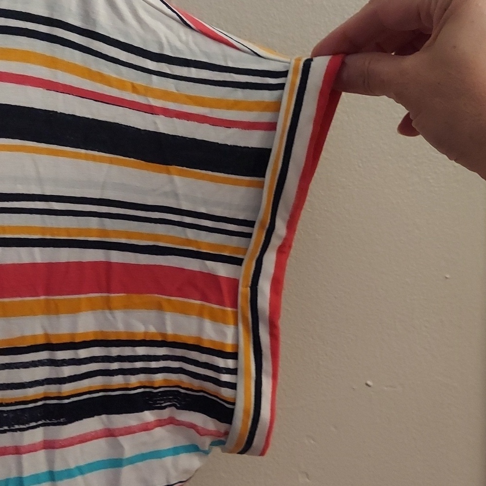 LANE BRYANT Short Sleeve Multicolor Striped Tiered Maxi Dress - Picture 5 of 13